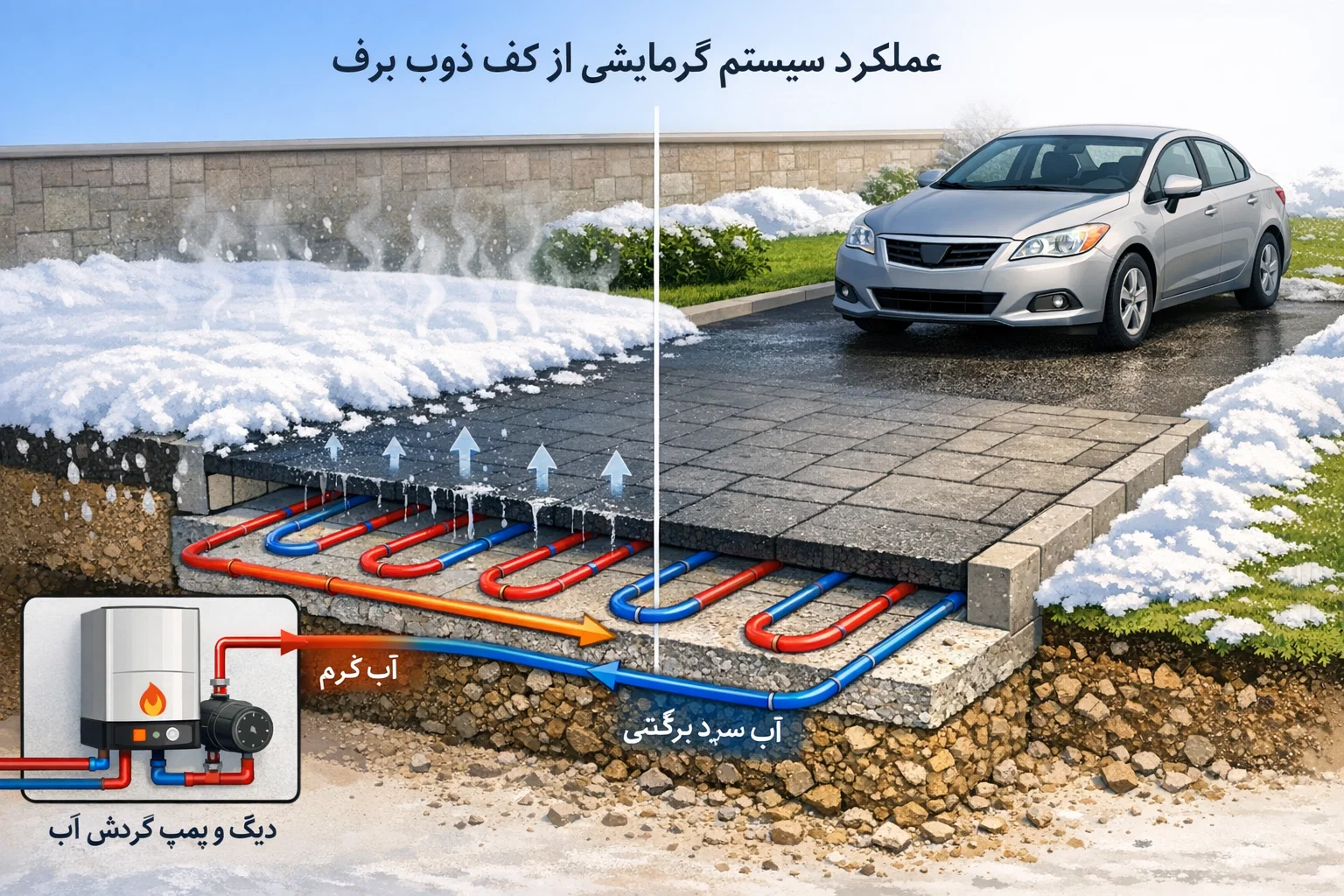 سیستم گرمایش از کف ذوب برف